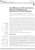 Cover page: Sex Differences in Fiber Connection between the Striatum and Subcortical and Cortical Regions