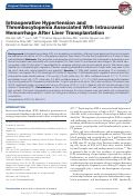 Cover page: Intraoperative Hypertension and Thrombocytopenia Associated With Intracranial Hemorrhage After Liver Transplantation.