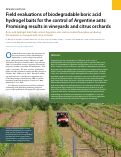 Cover page: Field evaluations of biodegradable boric acid hydrogel baits for the control of Argentine ants: Promising results in vineyards and citrus orchards