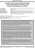 Cover page: Sensitivity of Emergency Bedside Ultrasound to Detect Hydronephrosis in Patients with Computed Tomography-proven Stones