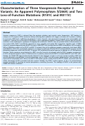 Cover page: Characterization of Three Vasopressin Receptor 2 Variants: An Apparent Polymorphism (V266A) and Two Loss-of-Function Mutations (R181C and M311V)