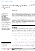 Cover page: Impact Of Spinal Cord Injury On Sleep: Current Perspectives.