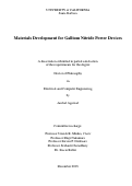 Cover page: Materials Development for Gallium Nitride Power Devices