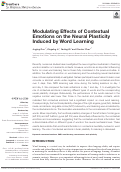 Cover page: Modulating Effects of Contextual Emotions on the Neural Plasticity Induced by Word Learning