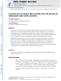 Cover page: Policies of Exclusion: Implications for the Health of Immigrants and Their Children