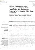 Cover page: Critical Angiographic and Sonographic Analysis of Intra Aneurysmal and Downstream Hemodynamic Changes After Flow Diversion