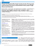 Cover page: Deep Learning Identifies High-Quality Fundus Photographs and Increases Accuracy in Automated Primary Open Angle Glaucoma Detection.