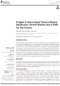 Cover page: Fragile X-Associated Tremor/Ataxia Syndrome: Unmet Needs and a Path for the Future