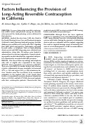 Cover page: Factors Influencing the Provision of Long-Acting Reversible Contraception in California