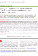 Cover page: Delayed Diagnosis in Cerebral Venous Thrombosis: Associated Factors and Clinical Outcomes.