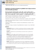 Cover page: Predictors of Insulin Resistance in Pediatric Burn Injury Survivors 24 to 36 Months Postburn