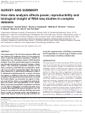 Cover page: How data analysis affects power, reproducibility and biological insight of RNA-seq studies in complex datasets