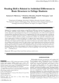 Cover page: Reading skill is related to individual differences in brain structure in college students