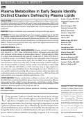 Cover page: Plasma Metabolites in Early Sepsis Identify Distinct Clusters Defined by Plasma Lipids.