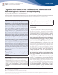 Cover page: Cognitive outcomes in late childhood and adolescence of neonatal hypoxic-ischemic encephalopathy