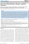 Cover page: Unscreened Water-Diversion Pipes Pose an Entrainment Risk to the Threatened Green Sturgeon, Acipenser medirostris