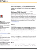 Cover page: Perceived Stress Is Differentially Related to Hippocampal Subfield Volumes among Older Adults.