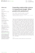 Cover page: Expanding relationship science to unpartnered singles: What predicts life satisfaction?