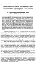 Cover page: Some Parameters of Stimulus Preexposure that Affect Conditioning and Generalization of Taste Aversions in Infant Rats