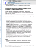 Cover page: Longitudinal evaluation of perceived stress and memory complaints in the Einstein Aging Study