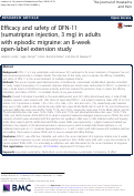 Cover page: Efficacy and safety of DFN-11 (sumatriptan injection, 3 mg) in adults with episodic migraine: an 8-week open-label extension study