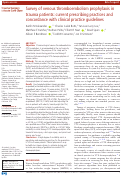 Cover page: Survey of venous thromboembolism prophylaxis in trauma patients: current prescribing practices and concordance with clinical practice guidelines