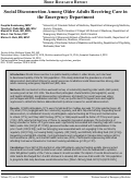 Cover page: Social Disconnection Among Older Adults Receiving Care in the Emergency Department