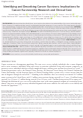 Cover page: Identifying and describing cancer survivors: Implications for cancer survivorship research and clinical care