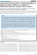 Cover page: Repositioning of Verrucosidin, a Purported Inhibitor of Chaperone Protein GRP78, as an Inhibitor of Mitochondrial Electron Transport Chain Complex I