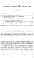 Cover page of Insurance Law as Public Interest Law