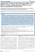 Cover page: Identification of Human GnIH Homologs, RFRP-1 and RFRP-3, and the Cognate Receptor, GPR147 in the Human Hypothalamic Pituitary Axis