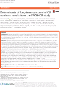 Cover page: Determinants of long-term outcome in ICU survivors: results from the FROG-ICU study