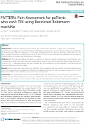 Cover page: PATTERN: Pain Assessment for paTients who can’t TEll using Restricted Boltzmann machiNe