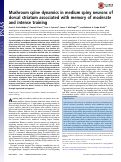 Cover page: Mushroom spine dynamics in medium spiny neurons of dorsal striatum associated with memory of moderate and intense training.