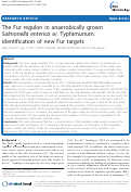 Cover page: The Fur regulon in anaerobically grown Salmonella enterica sv. Typhimurium: identification of new Fur targets