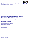 Cover page: Immigrant Replenishment and the Continuing Significance of Ethnicity and Race: The Case of the Mexican-origin Population