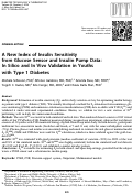 Cover page: A New Index of Insulin Sensitivity from Glucose Sensor and Insulin Pump Data: In Silico and In Vivo Validation in Youths with Type 1 Diabetes.