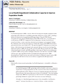 Cover page: Local Health Department Collaborative Capacity to Improve Population Health.