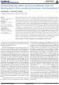 Cover page: Cortical plasticity within and across lifetimes: how can development inform us about phenotypic transformations?