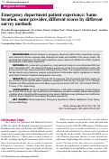 Cover page: Emergency department patient experience: Same location, same provider, different scores by different survey methods.