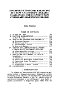 Cover page: Singapore's Economic Balancing Act: How a Company's Collapse Challenged the Country's New Corporate Governance Regime