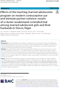 Cover page: Effects of the reaching married adolescents program on modern contraceptive use and intimate partner violence: results of a cluster randomized controlled trial among married adolescent girls and their husbands in Dosso, Niger.