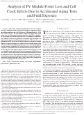 Cover page: Analysis of PV Module Power Loss and Cell Crack Effects Due to Accelerated Aging Tests and Field Exposure