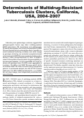 Cover page: Determinants of Multidrug-Resistant Tuberculosis Clusters, California, USA, 2004–2007 - Volume 16, Number 9—September 2010 - Emerging Infectious Diseases journal - CDC