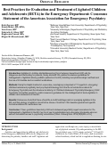 Cover page: Best Practices for Evaluation and Treatment of Agitated Children and Adolescents (BETA) in the Emergency Department: Consensus Statement of the American Association for Emergency Psychiatry