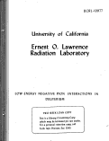 Cover page: LOW-ENERGY NEGATIVE PION INTERACTIONS IN DEUTERIUM