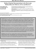 Cover page: Medical Student Documentation in the Electronic Medical Record:  Patterns of Use and Barriers