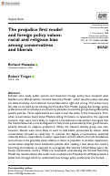 Cover page: The prejudice first model and foreign policy values: racial and religious bias among conservatives and liberals