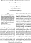 Cover page: Evaluating computational models of infant phonetic learning across languages