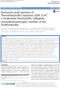 Cover page: Permanent draft genome of Thermithiobacillus tepidarius DSM 3134T, a moderately thermophilic, obligately chemolithoautotrophic member of the Acidithiobacillia